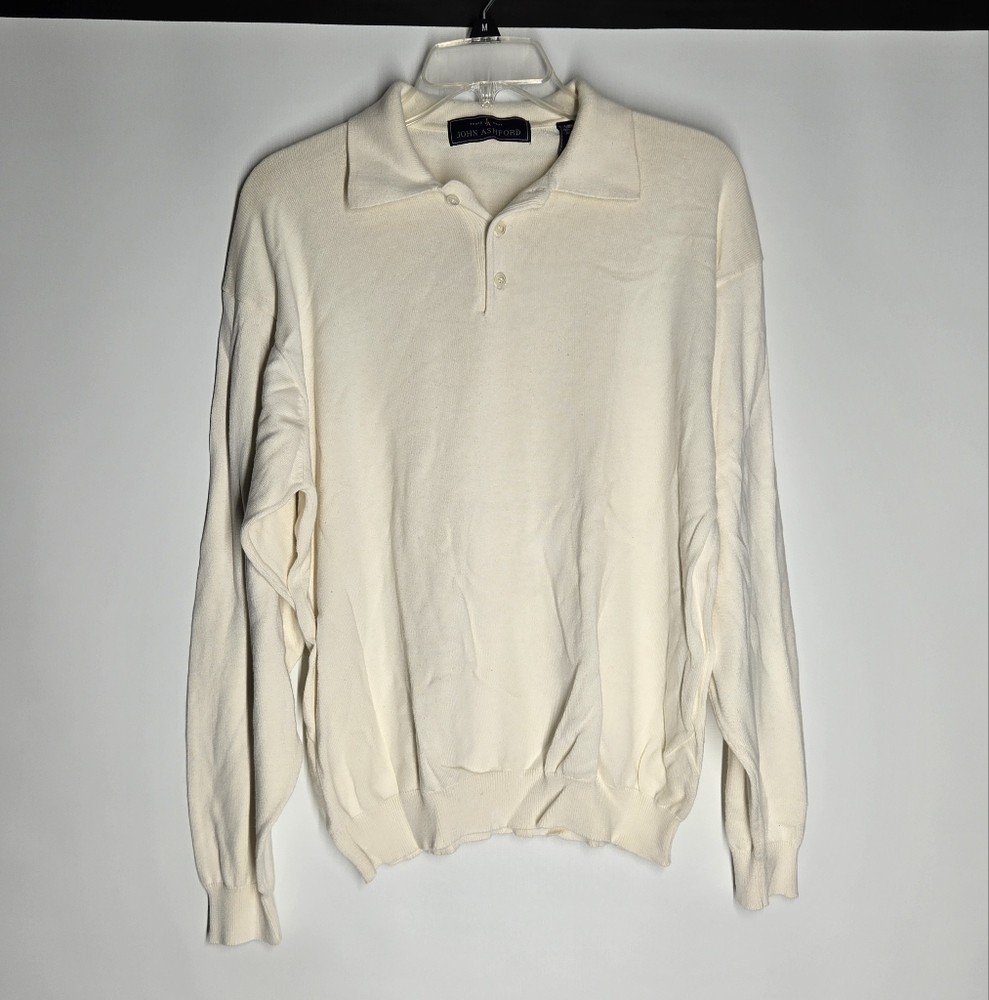 Vintage John Ashford Cream V-Neck Sweater